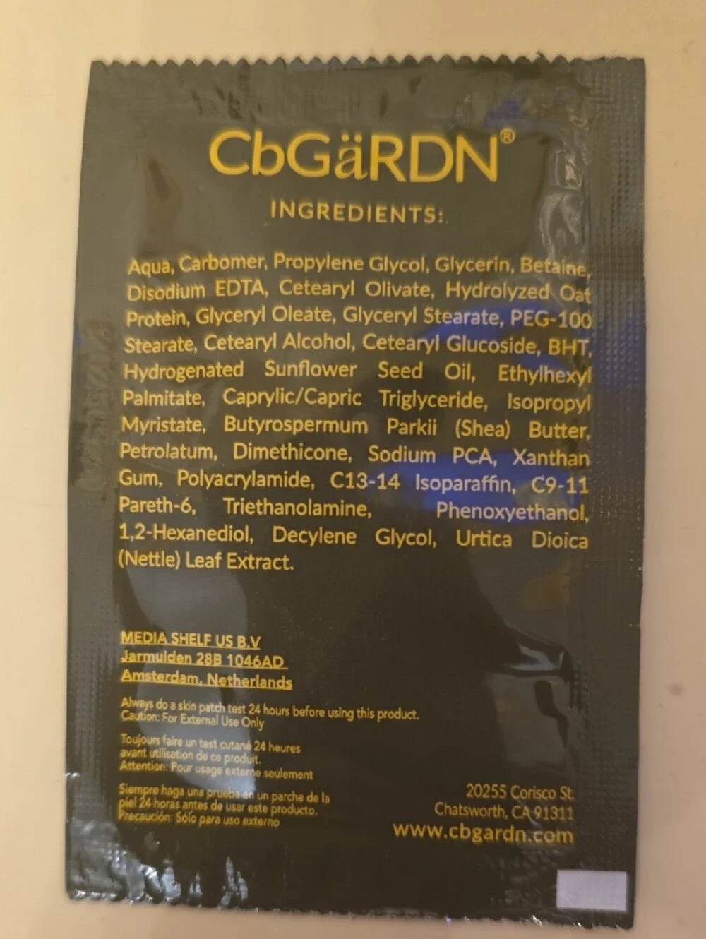 CbGäRDN CB Bio-Restorative Crème - Black & Gold Sachet